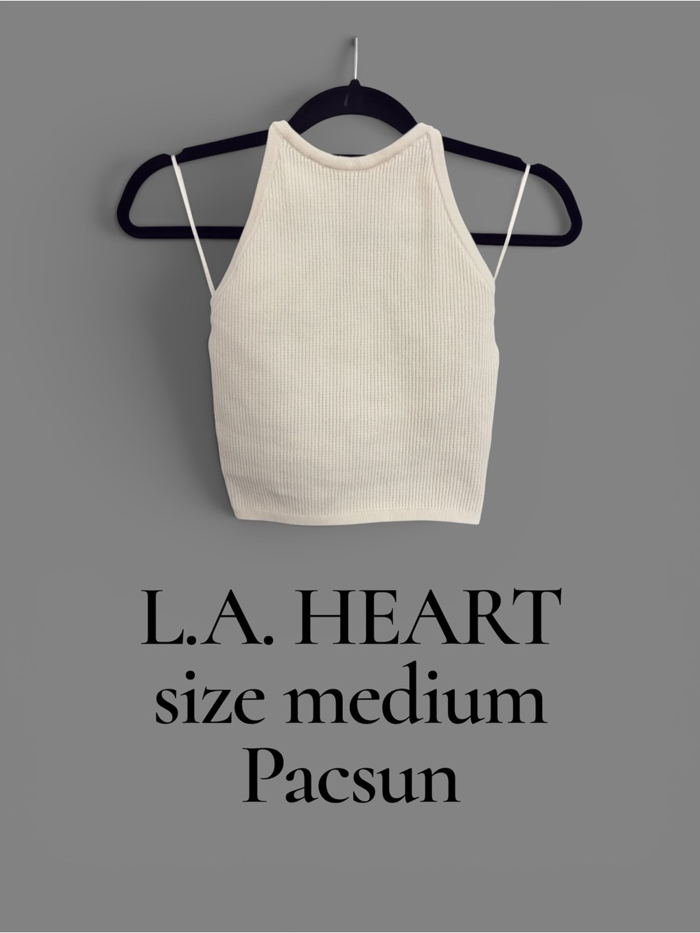 La Hearts Cream Ribbed Halter Camisole